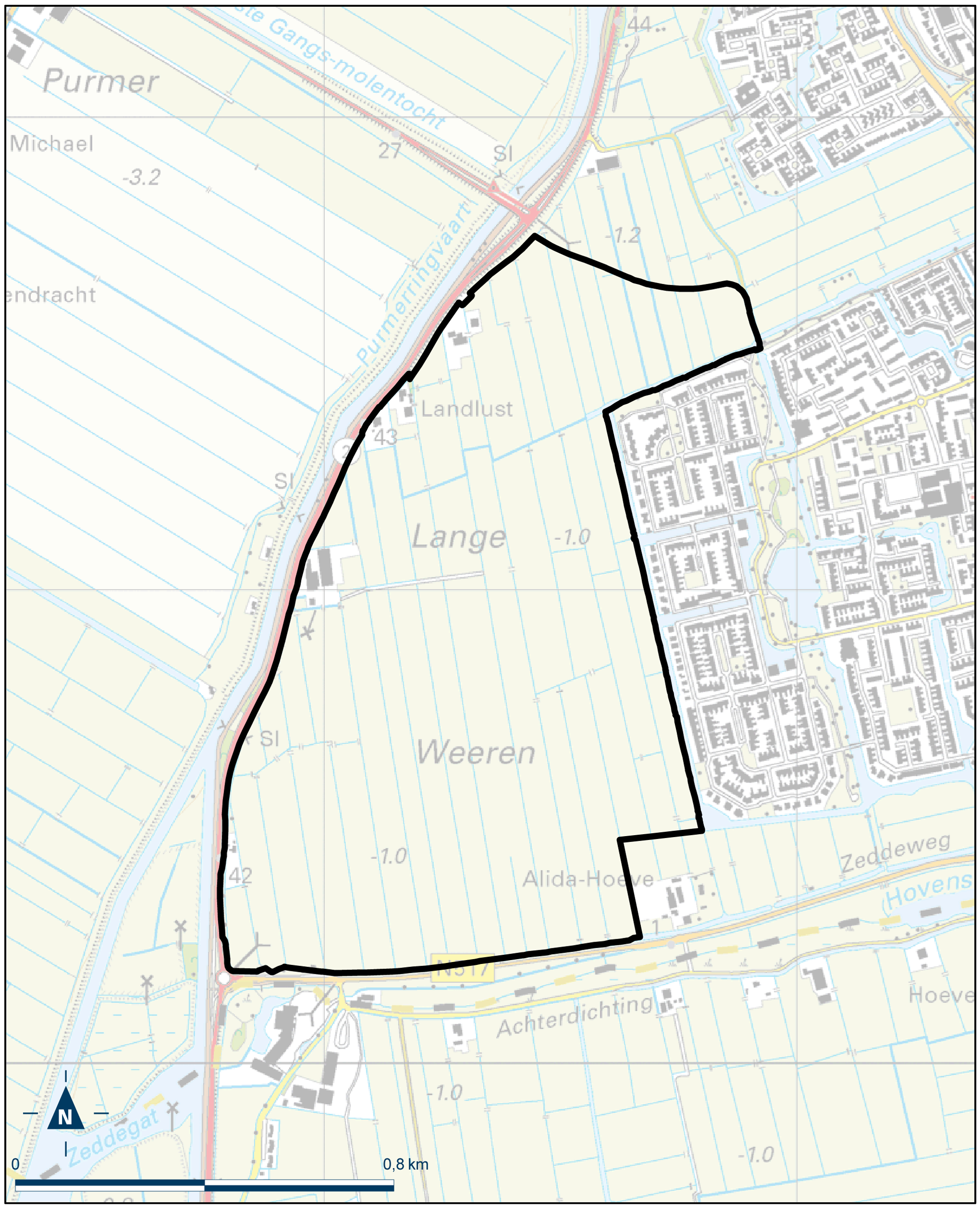 Kaart Edam-Volendam, Lange Weeren