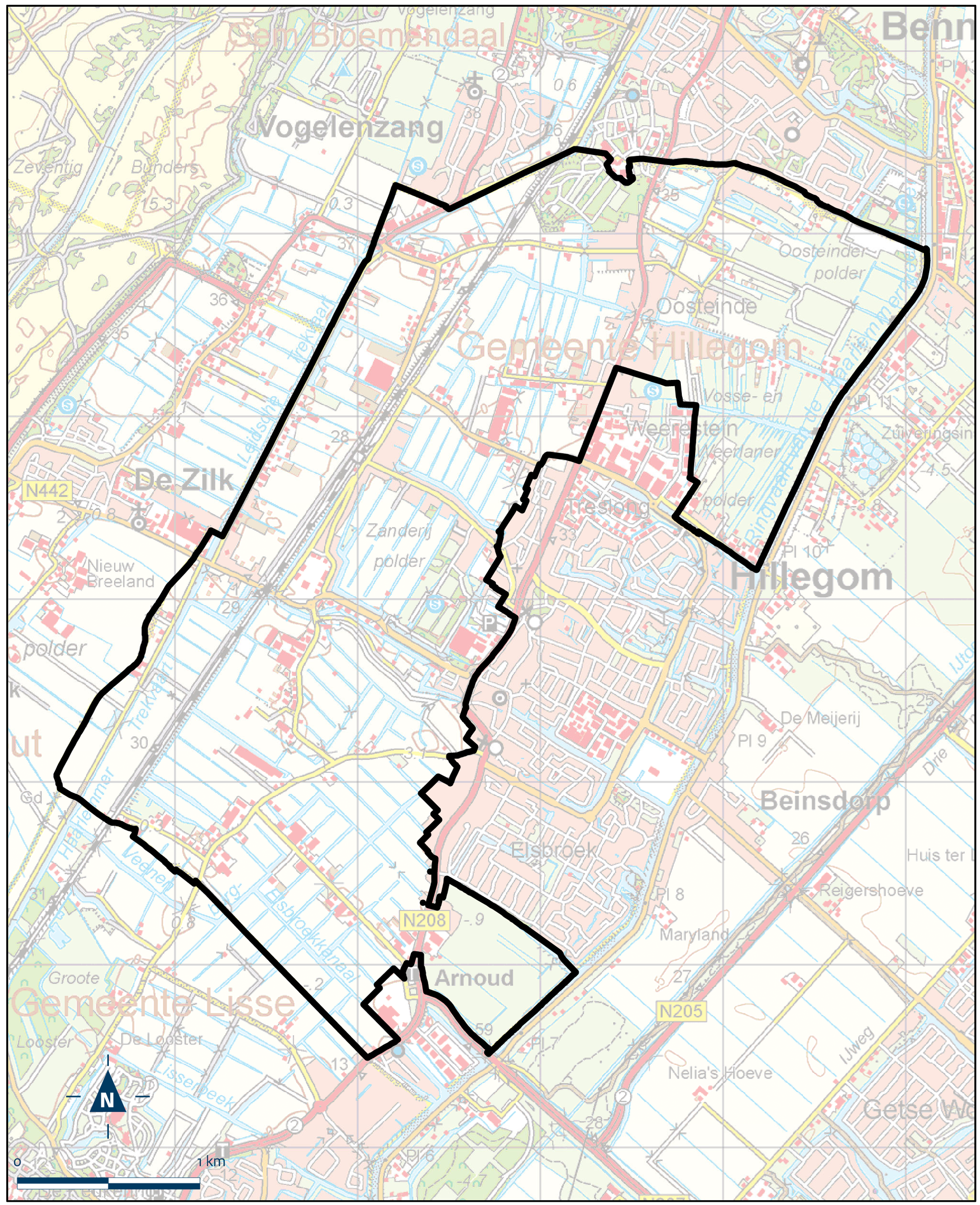 Kaart Hillegom, Buitengebied Hillegom