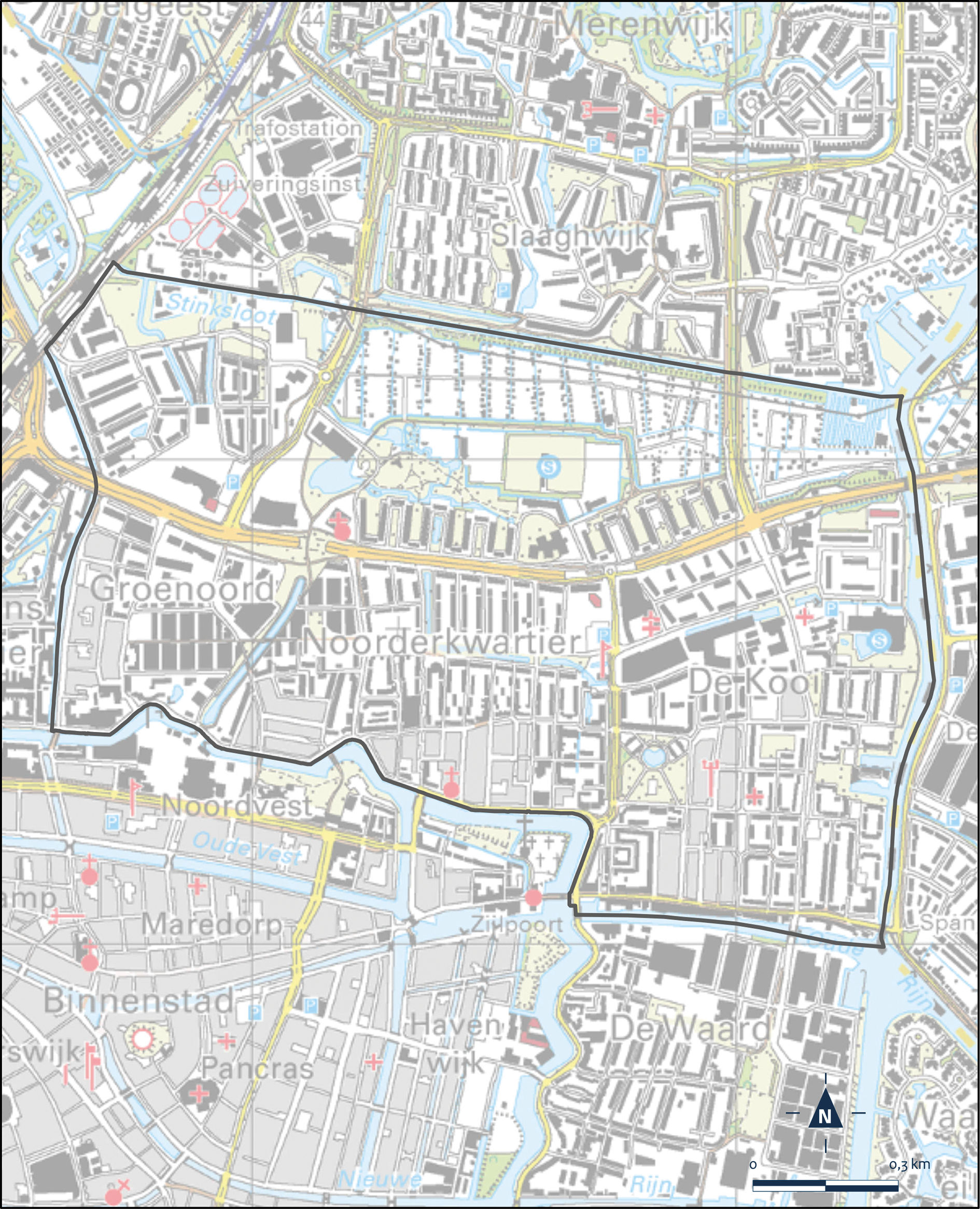 Kaart Leiden, Leiden Noord