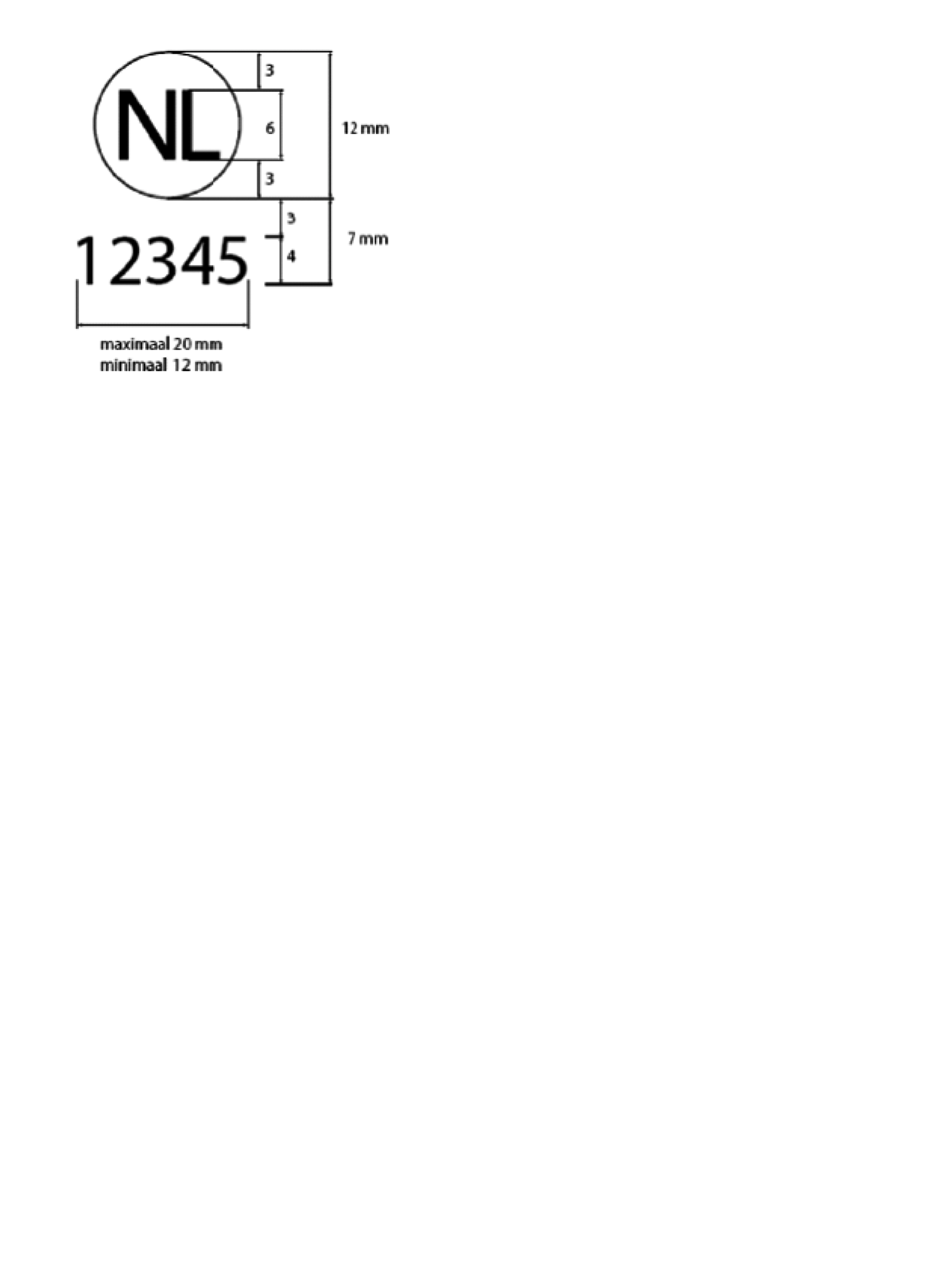 Maatschetsen van kentekenplaten volgens de modellen 1.1 t/m 26.1