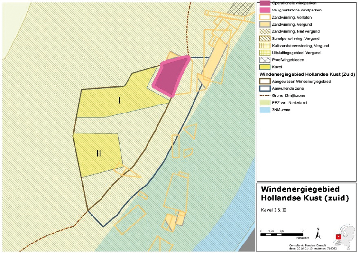 Figuur 7 Windenergiegebied Hollandse Kust (zuid) en wingebieden